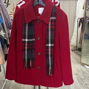 Coldwater Creek Women's Deep Red Pea Coat